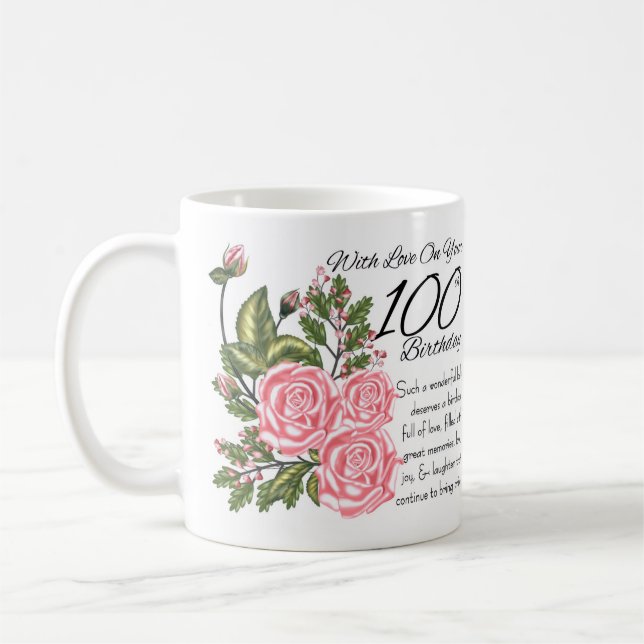 Café 100o Blanco del cumpleaños taza blanca clásica de (Izquierda)