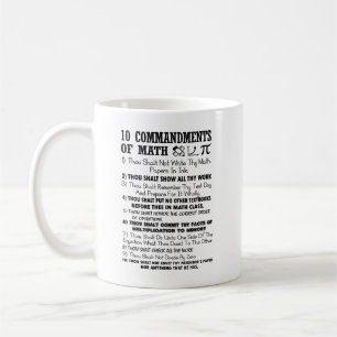 Café 10 mandamientos de la taza de la matemáticas