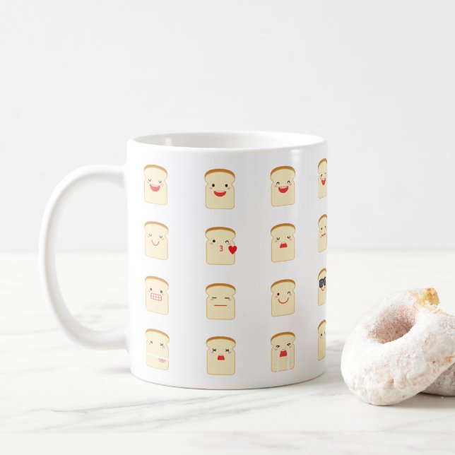 Café 32 pedazos de taza de las emojis del pan (Con donut)