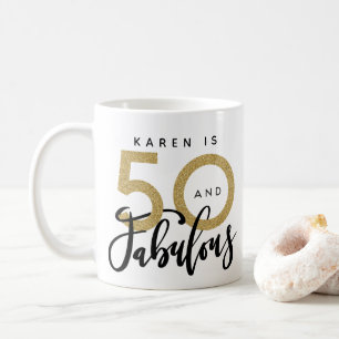 Café 50 y fabulosa taza de cumpleaños
