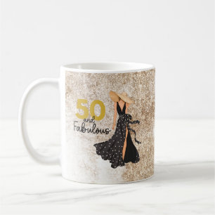 Café 50 y fabuloso negro y taza de oro