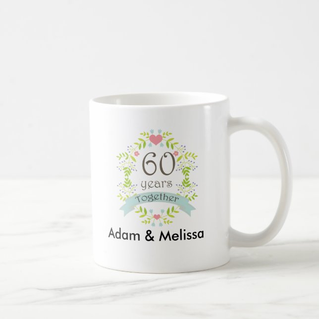 Café 60.o Taza personalizada del aniversario de boda (Derecha)
