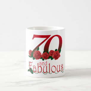 Café 70.o cumpleaños 70 y taza floral fabulosa de los