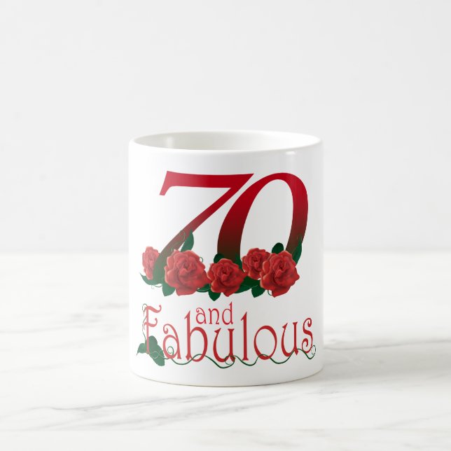 Café 70.o cumpleaños 70 y taza floral fabulosa de los (Centro)