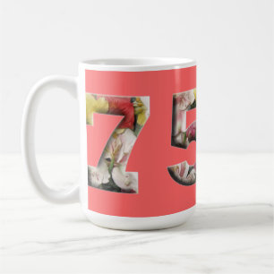 Café 75.o aniversario del cumpleaños de la taza floral
