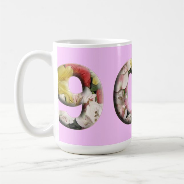 Café 90.o Diseño floral adaptable de la taza del jalón (Izquierda)