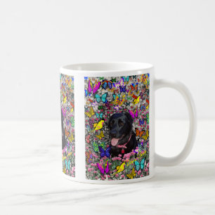 Café Abby en la taza de las mariposas - Labrador negro