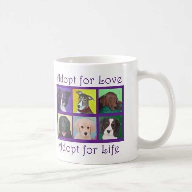 Café Adopte para el amor, adopte para la taza de la (Derecha)