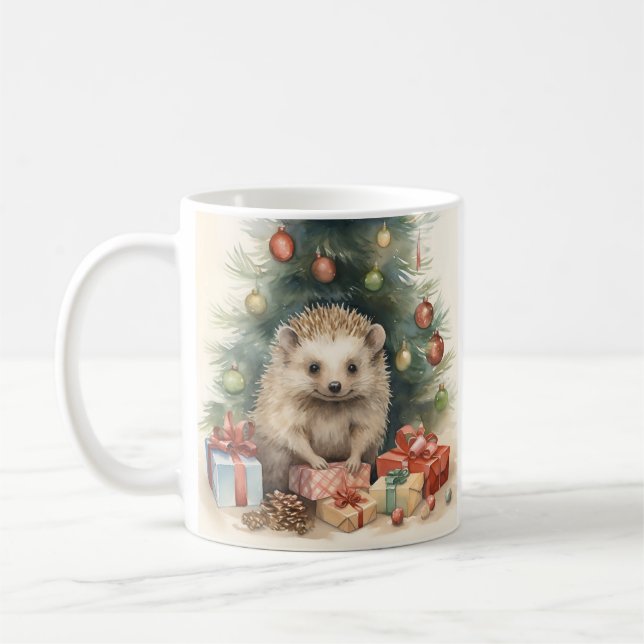 Café Adorables Navidades hedgehog vacaciones taza de ca (Izquierda)