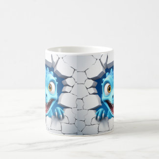 Café Agujero de dinosaurio 3D en una taza de pared: exc