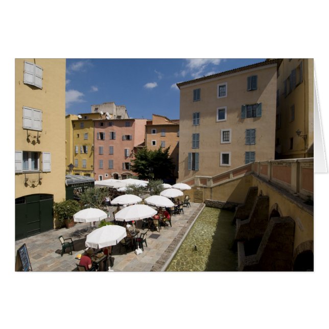 Café al aire libre, Place de l'Eveche, Grasse, (Anverso (Horizontal))