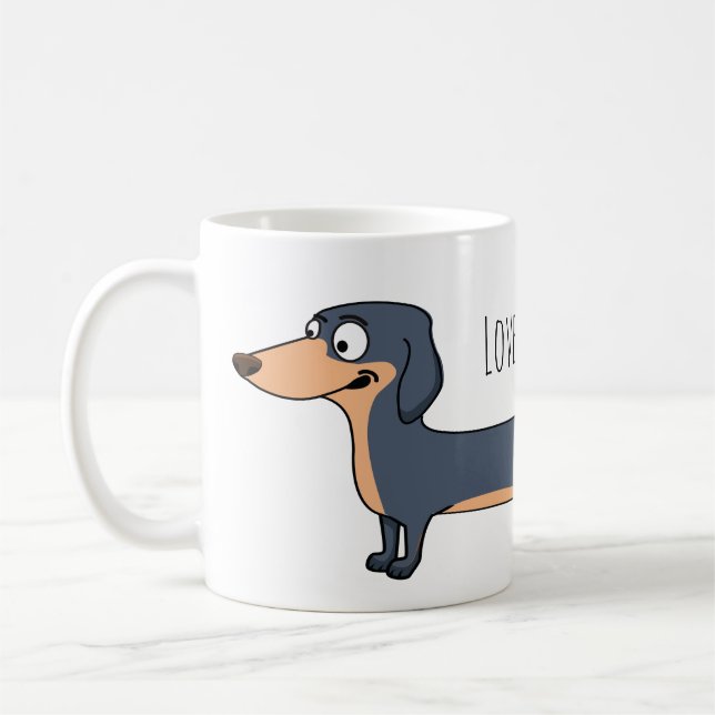Café Ama el Long Dog - Taza de Dachshund (Izquierda)