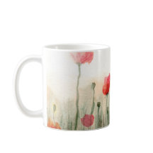 Amapolas en acuarela floral, taza de arte de jardí