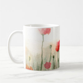 Café Amapolas en acuarela floral, taza de arte de jardí