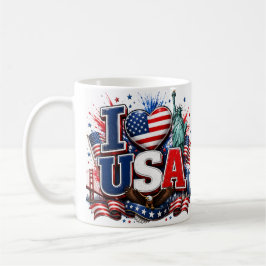 Café Amo a Estados Unidos Taza para Fanático de Fútbol