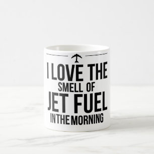 Café Amo el olor de la taza del combustible de avión