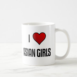 Café Amo la taza asiática de los chicas