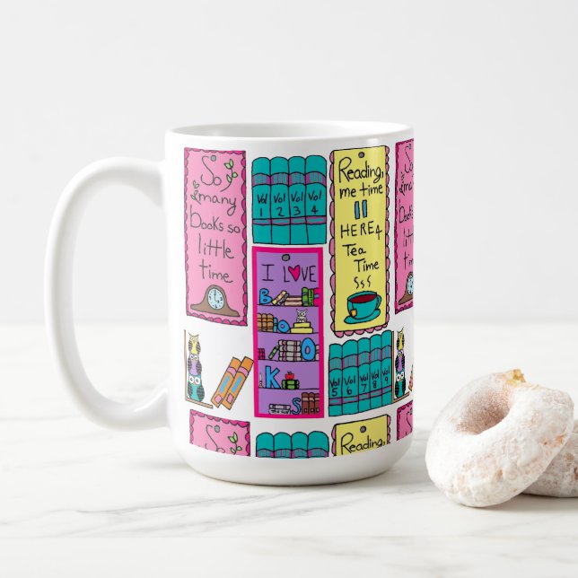 Café Amo la taza de los libros (Con donut)