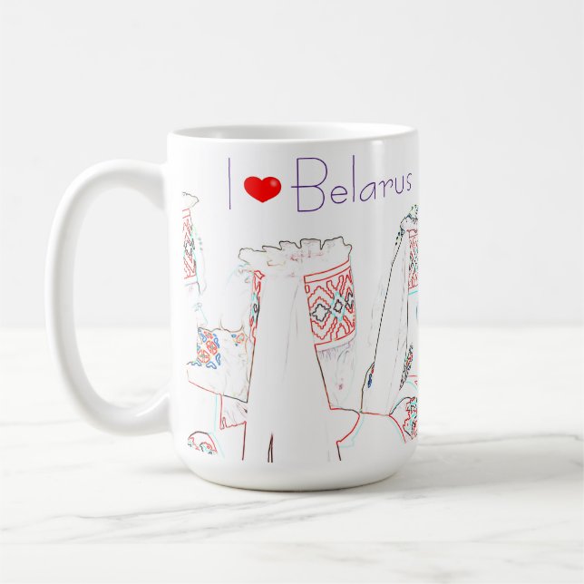 Café Amor a Belarús Vestido Nacional Taza de Mugs Folcl (Izquierda)