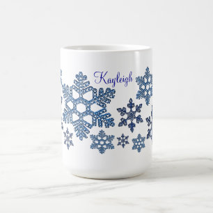 Café Añada su taza conocida de los copos de nieve