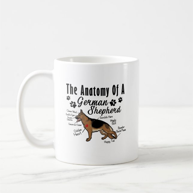 Café Anatomía de la taza del pastor alemán (Izquierda)