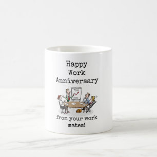 Café Aniversario del trabajo feliz de tu taza de trabaj