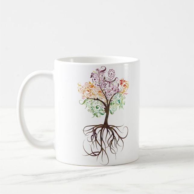 Café Árbol colorido con la taza de las raíces (Izquierda)