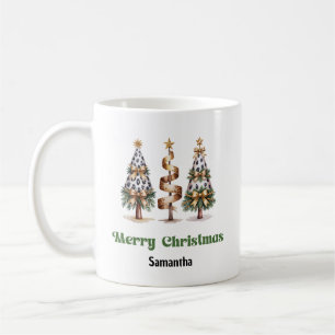 Café Árboles de Navidad de leopardo elegantes taza con 