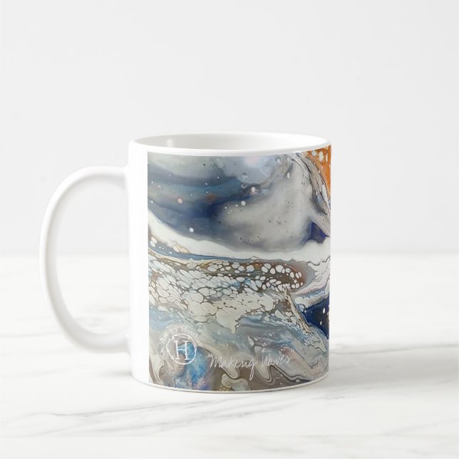 Café Arte de Heather pintando la taza con logo y título (Izquierda)