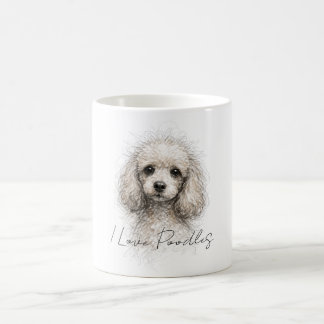 Café Arte de línea de caniche lindo, diseño de taza - A