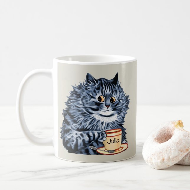 Café Arte del gato de la taza de té de Louis Wain (Con donut)