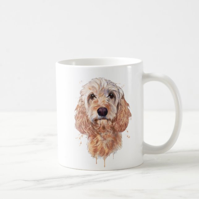 Café Arte lindo del perro de Cockapoo en una taza (Derecha)