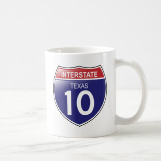Café Autopista 10 en la taza de Tejas