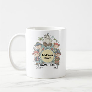 Café Aventura de Pirata Lindo Foto Personalizada Taza p