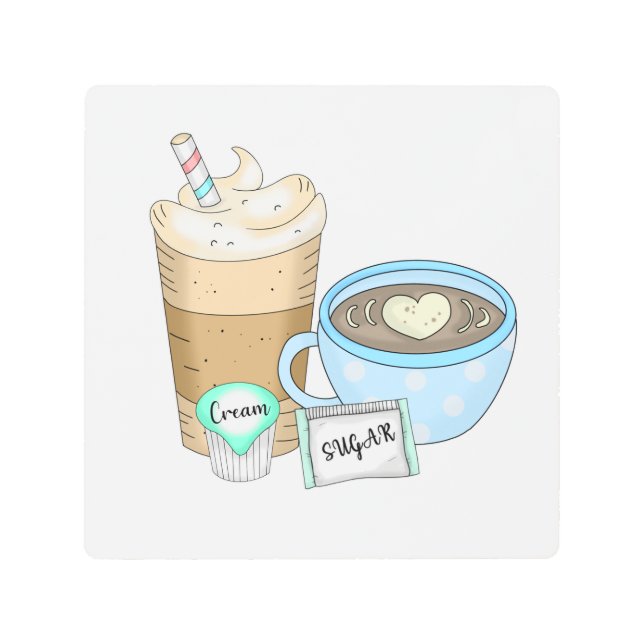 Café, azúcar y arte de crema dibujado a mano (Anverso)