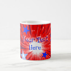 Café Azul blanco rojo del fuego artificial taza de "su