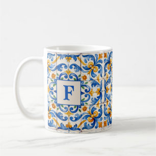 Café Azulejo de ráfaga inicial Taza