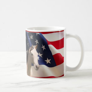 Café Bandera americana de la taza del caballo