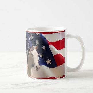 Café Bandera americana de la taza del caballo