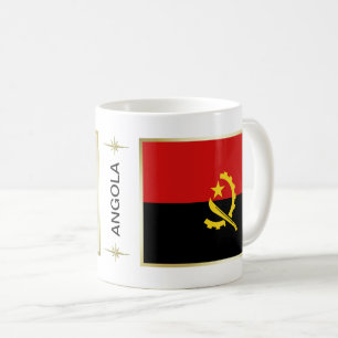 Café Bandera de Angola + Taza del mapa