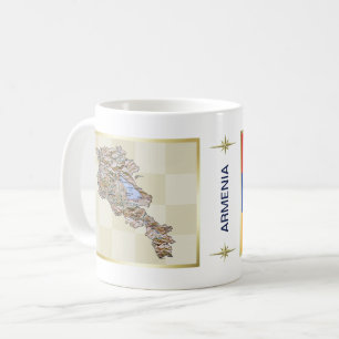 Café Bandera de Armenia + Taza del mapa