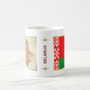 Café Bandera de Bielorrusia + Taza del mapa