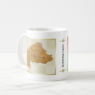 Café Bandera de Burkina Faso + Taza del mapa