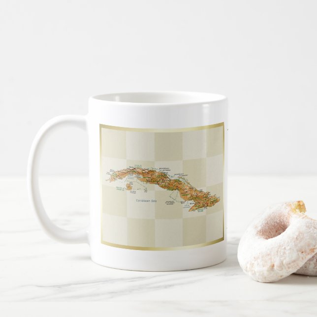 Café Bandera de Cuba + Taza del mapa (Con donut)