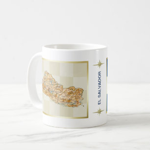 Café Bandera de El Salvador + Taza del mapa