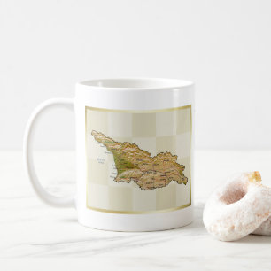 Café Bandera de Georgia + Taza del mapa