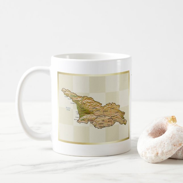 Café Bandera de Georgia + Taza del mapa (Con donut)