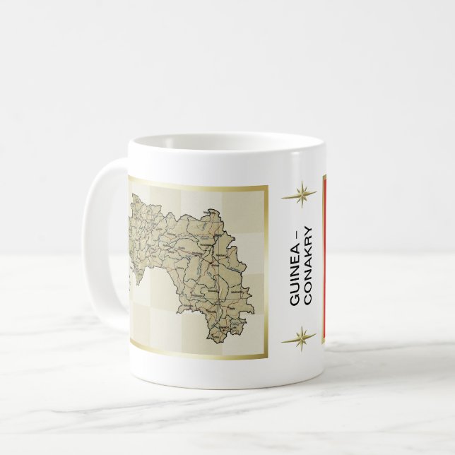 Café Bandera de Guinea-Conakry + Taza del mapa (Anverso izquierdo)
