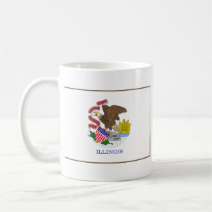 Café Bandera de Illinoisan + Taza del mapa