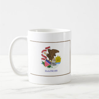 Café Bandera de Illinoisan + Taza del mapa